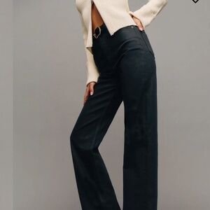 Reformation Wilder Stretch High Rise Wide Leg Jeans Black - Size 25